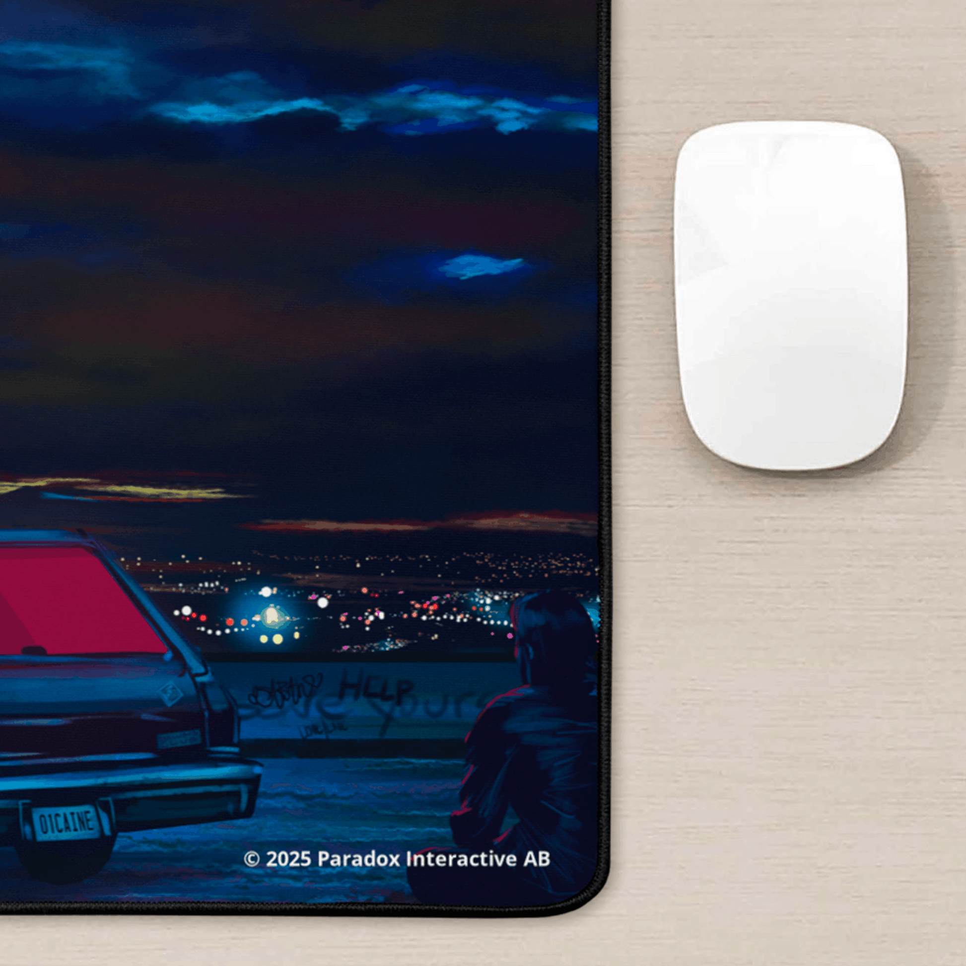 Vampire: The Masquerade desk mat with The View artwork, large-format gaming mouse pad