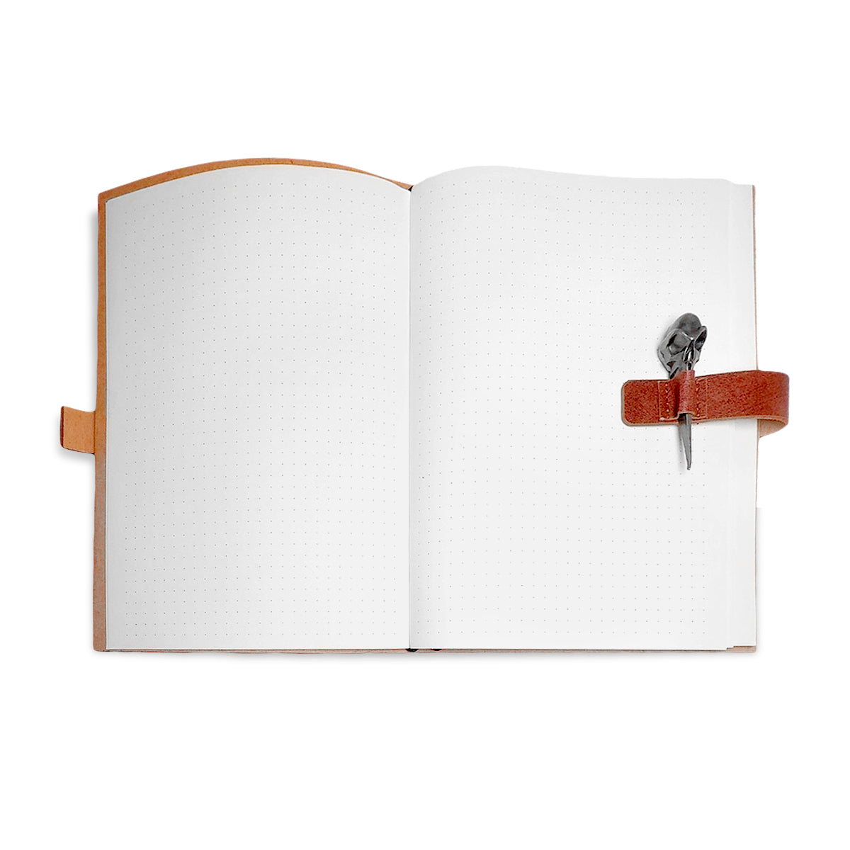 brown leather-bound journal with a strap closure and decorative skull engravement - Book Of Nod Journal World of Darkness Vampire: the Masquerade