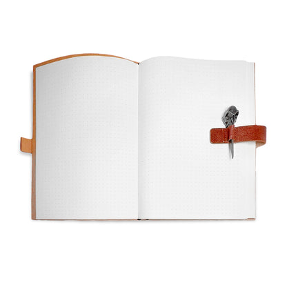 brown leather-bound journal with a strap closure and decorative skull engravement - Book Of Nod Journal World of Darkness Vampire: the Masquerade