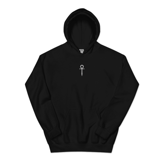 Black Vampire: The Masquerade hoodie with Ankh symbol, gothic gaming streetwear