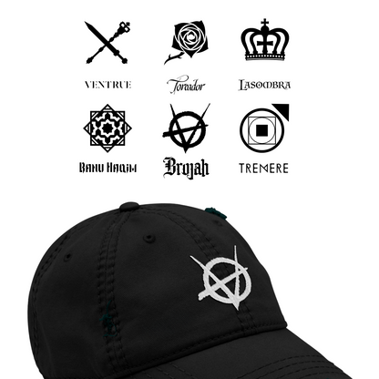 Vampire: The Masquerade clan distressed cap with embroidered clan sigil