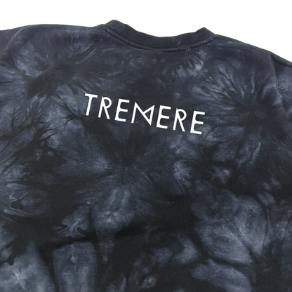 Vampire: The Masquerade World of Darkness tie-dye sweatshirt featuring an embroidered clan sigil on the chest and clan name on the back